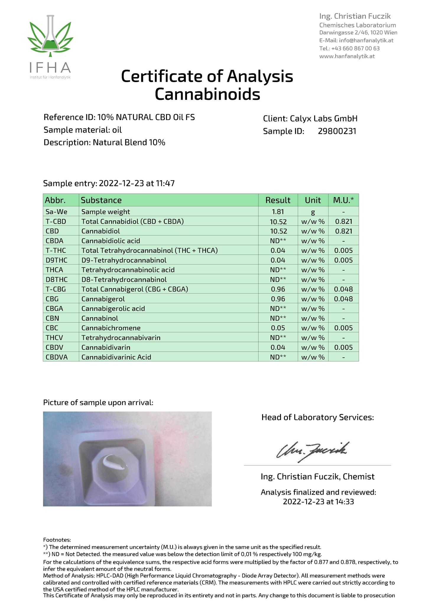 10% NATURAL CBD Oil Full Spectrum [1000 mg] - CalyxLabs.co